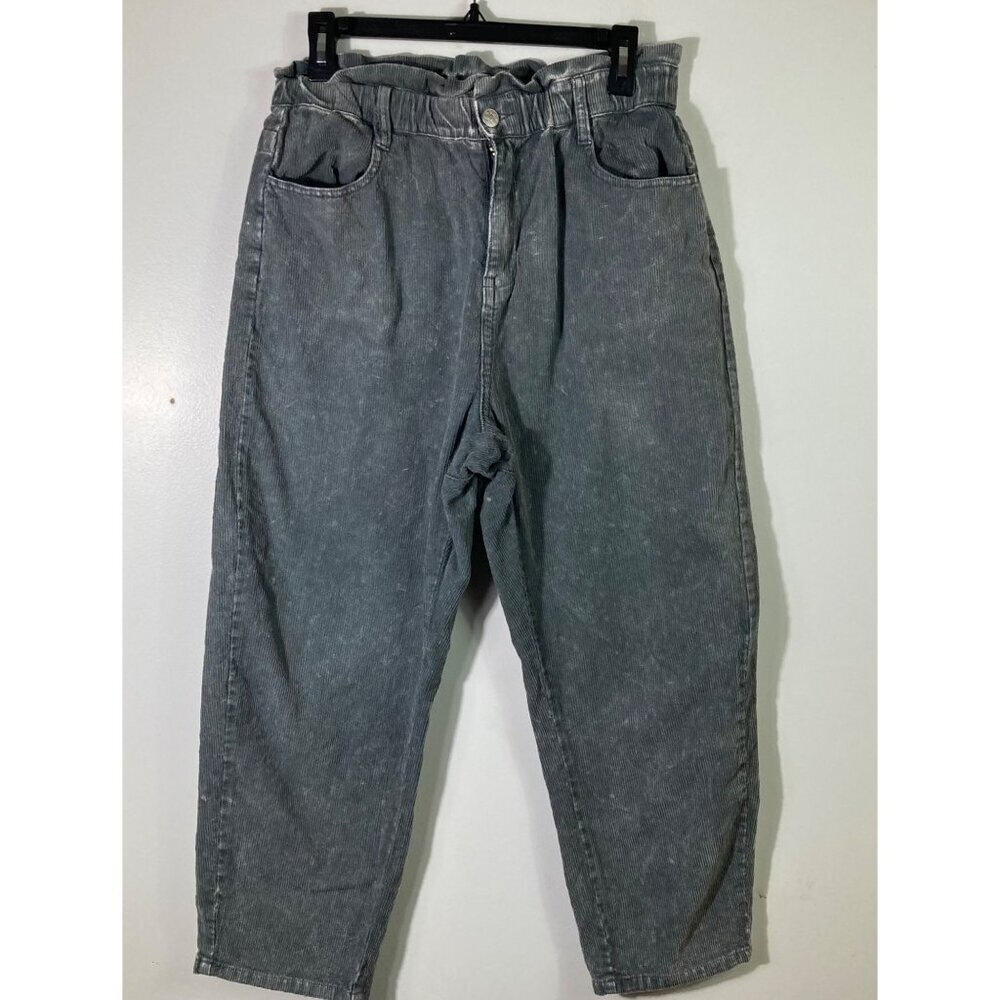 Womens Mustard Seed‎ Corduroy Paperbag Pants Gray Distressing L